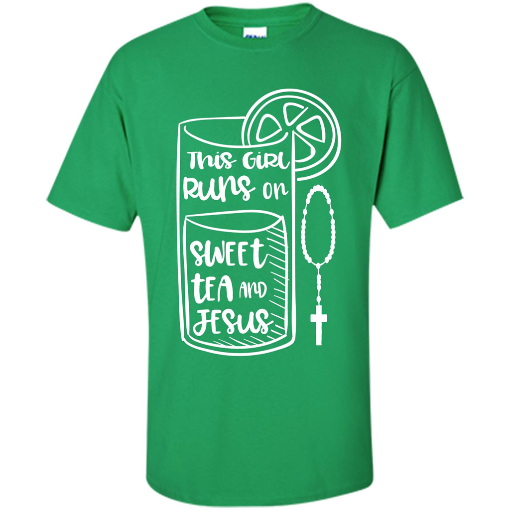 Christian T-shirt This Girl Runs on Sweet Tea and Jesus T-shirt Irish Green