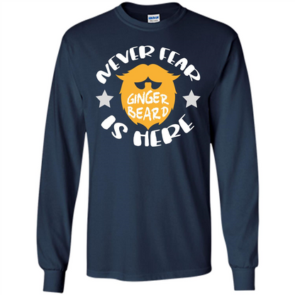 Bearded T-shirt Never Fear Ginger Beard Is Here Navy