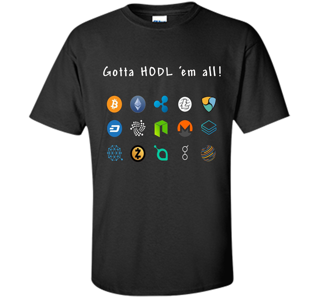 Ethereum Bitcoin Litecoin Gotta Hold'em All T-shirt Black