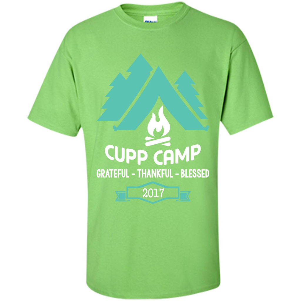 Camping T-shirt Cupp Camp Grateful - Thankful - Blessed 2017 Lime