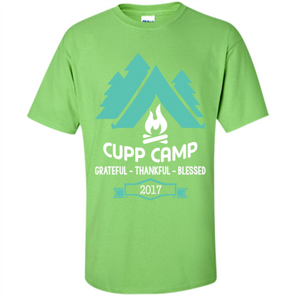 Camping T-shirt Cupp Camp Grateful - Thankful - Blessed 2017 Lime