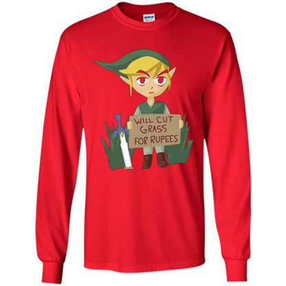 Video Games T-shirt Will Cut Grass For Rupees T-shirt Red