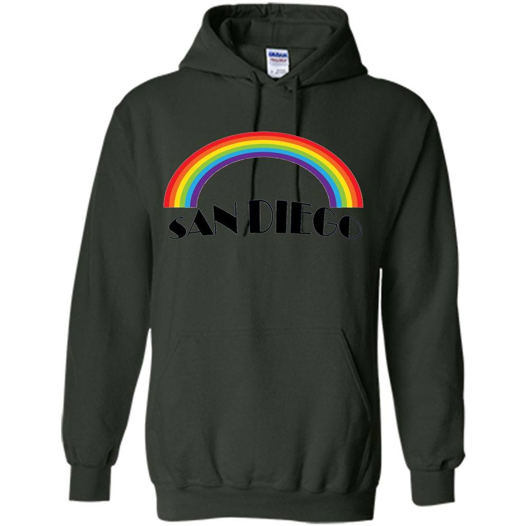 LGBTQ. San Diego LGBT Pride Rainbow T-shirt Forest Green