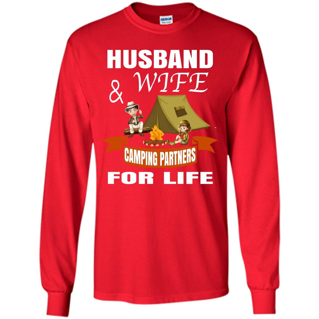 Camping Family T-shirt Husband And Wife Camping Partners For LIfe Red