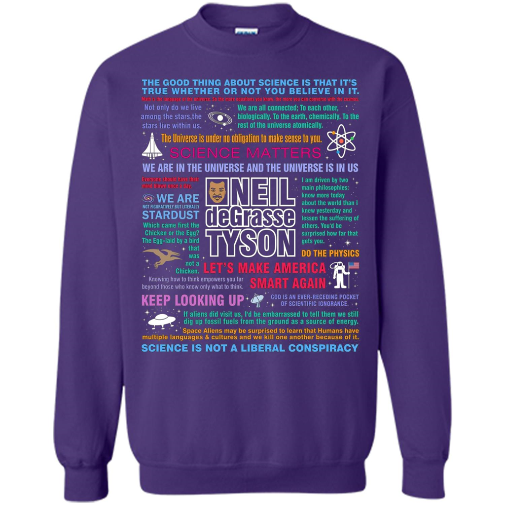 Neil deGrasse Tyson NDT Quotes T-Shirt Let's Make America Smart Again T-shirt Purple