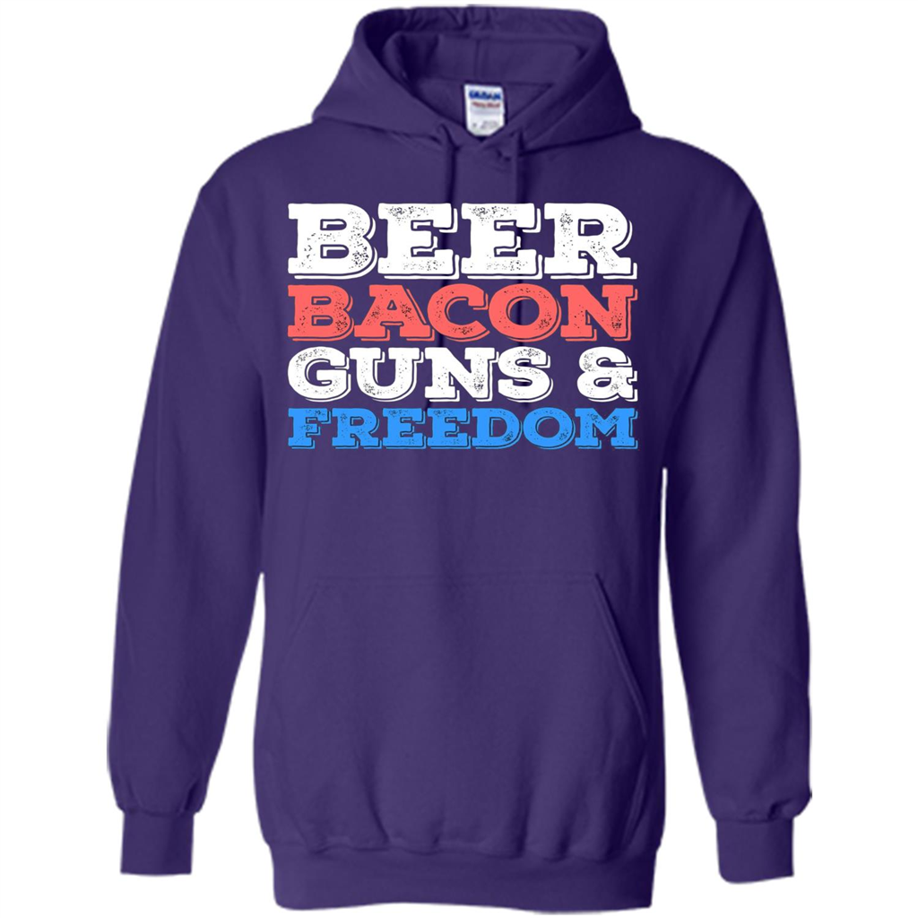 Beer Bacon Guns And Freedom T-Shirt Fourth of July Gift Purple