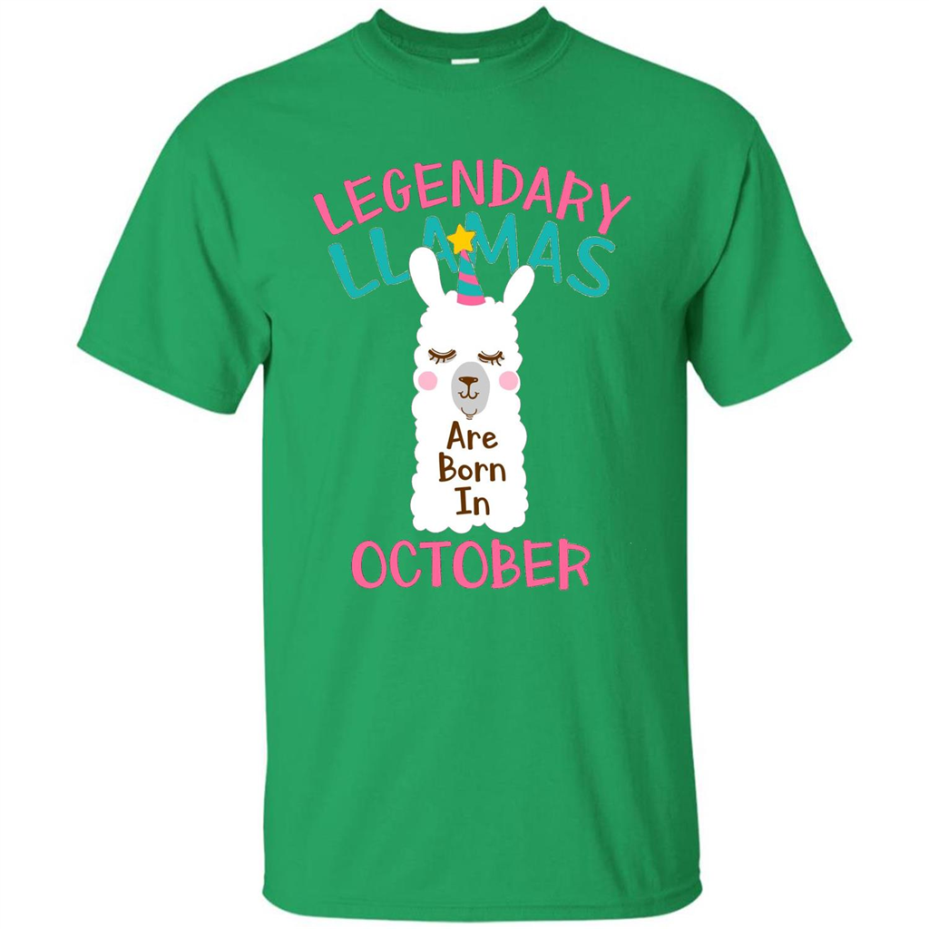 Legendary Llamas Are Born In October T-shirt Irish Green