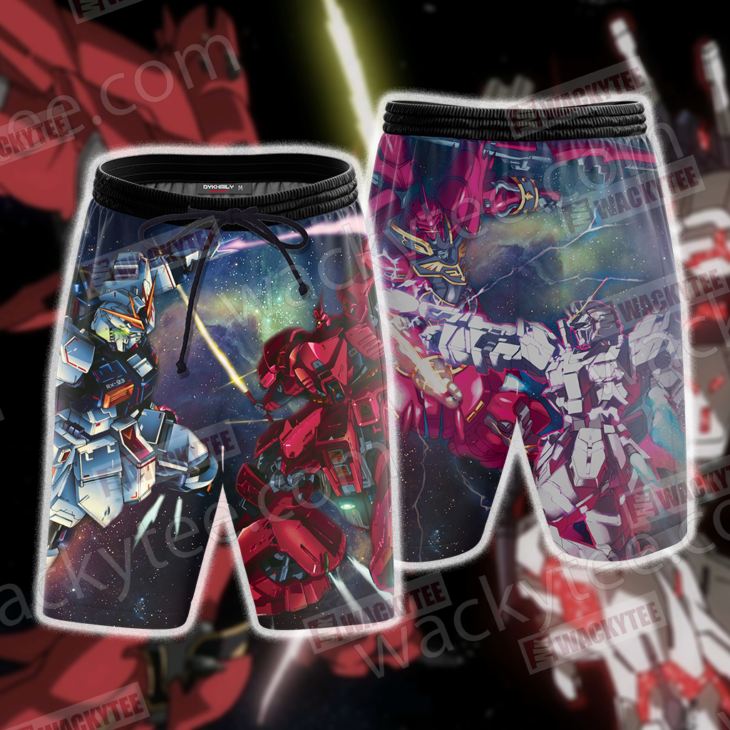Mobile Suit Gundam Unicorn Gundam And Sinanju 3D Beach Shorts