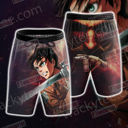 Attack On Titan Eren Jaeger Beach Shorts