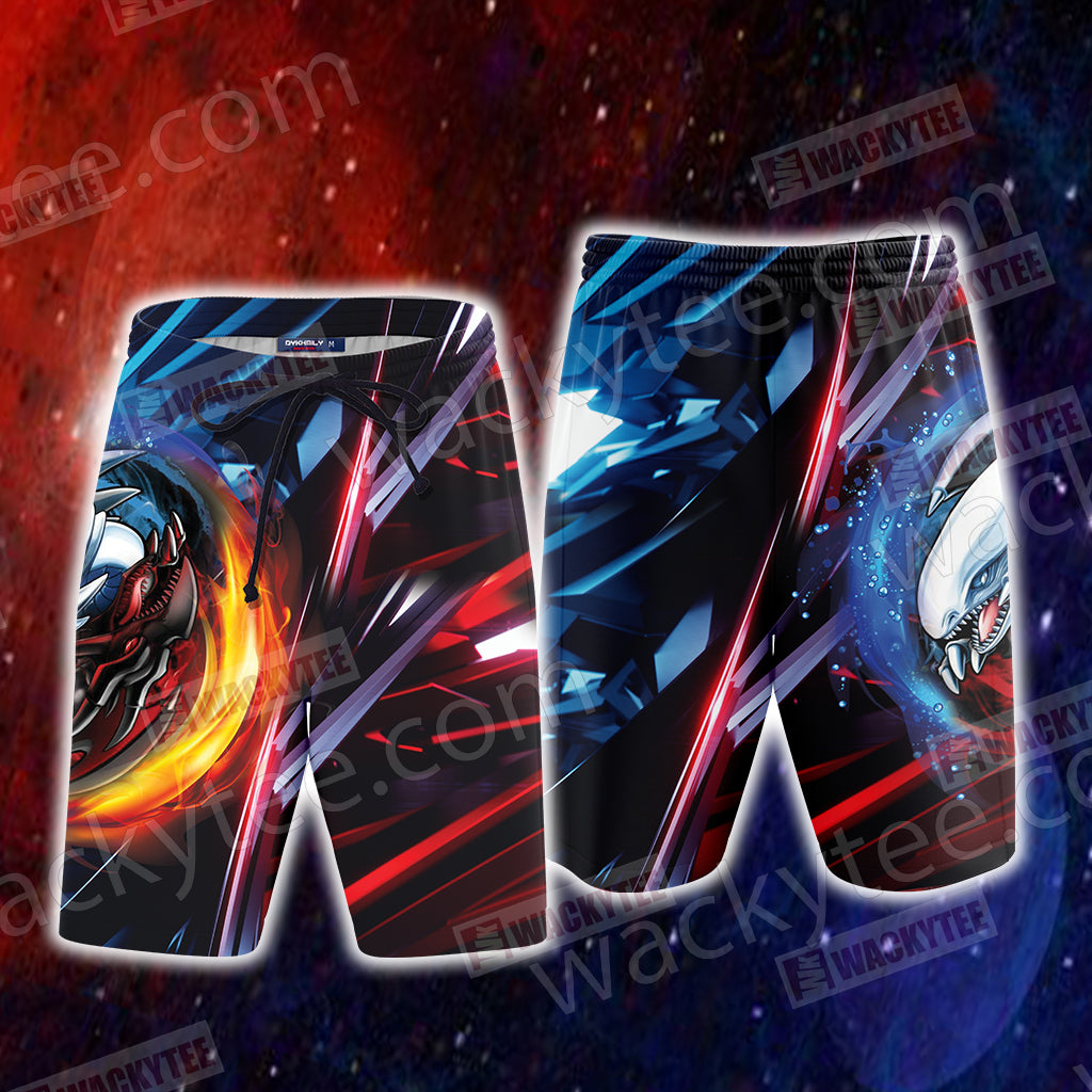 Yu Gi Oh! Blue-Eyes And Red-Eyes Dragon Unisex Beach Shorts