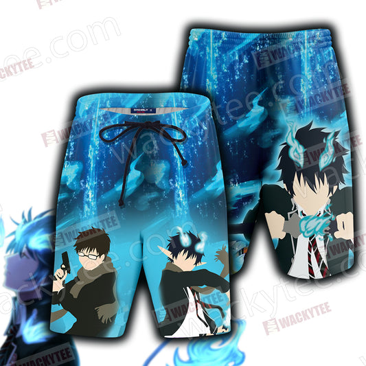 Ao No Exorcist Okumura Rin and Okumura Yukio 3D Beach Shorts