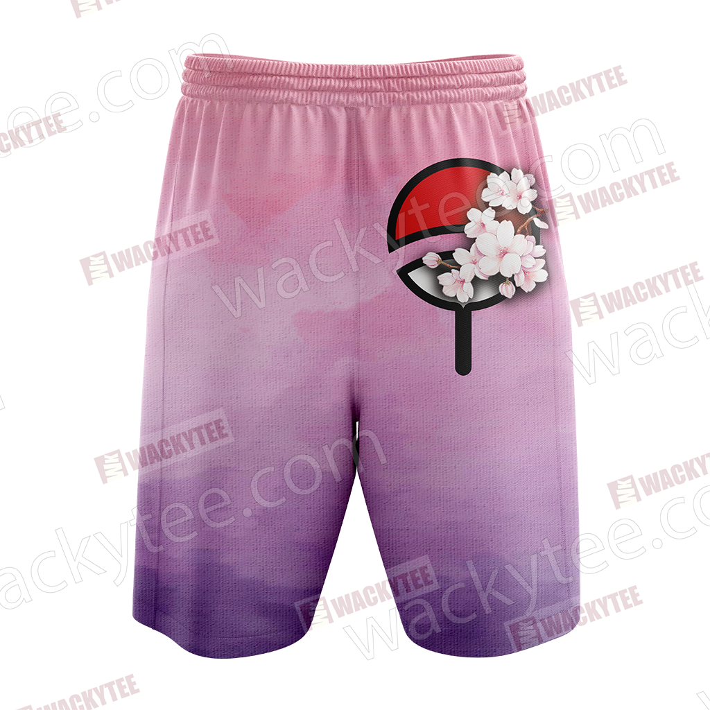 Naruto Sakura and Sasuke Symbol Unisex 3D Beach Shorts