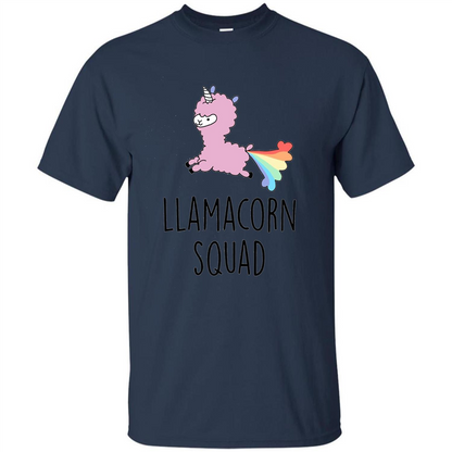 Llamacorn Squad Funny Llama Unicorn T-Shirt Navy