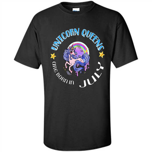 July Unicorn T-shirt Unicorn Queens Are Born July Black
