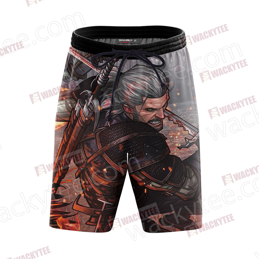 The Witcher 3 Wild Hunt Geralt 3D Beach Shorts