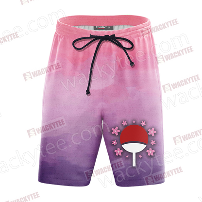 Naruto Sakura and Sasuke Symbol Unisex 3D Beach Shorts