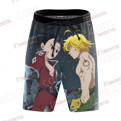 The Seven Deadly Sins Meliodas x Zeldris Estilo 3D Beach Shorts