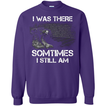 Military T-shirt I Was There Sometimes I Still Am Purple