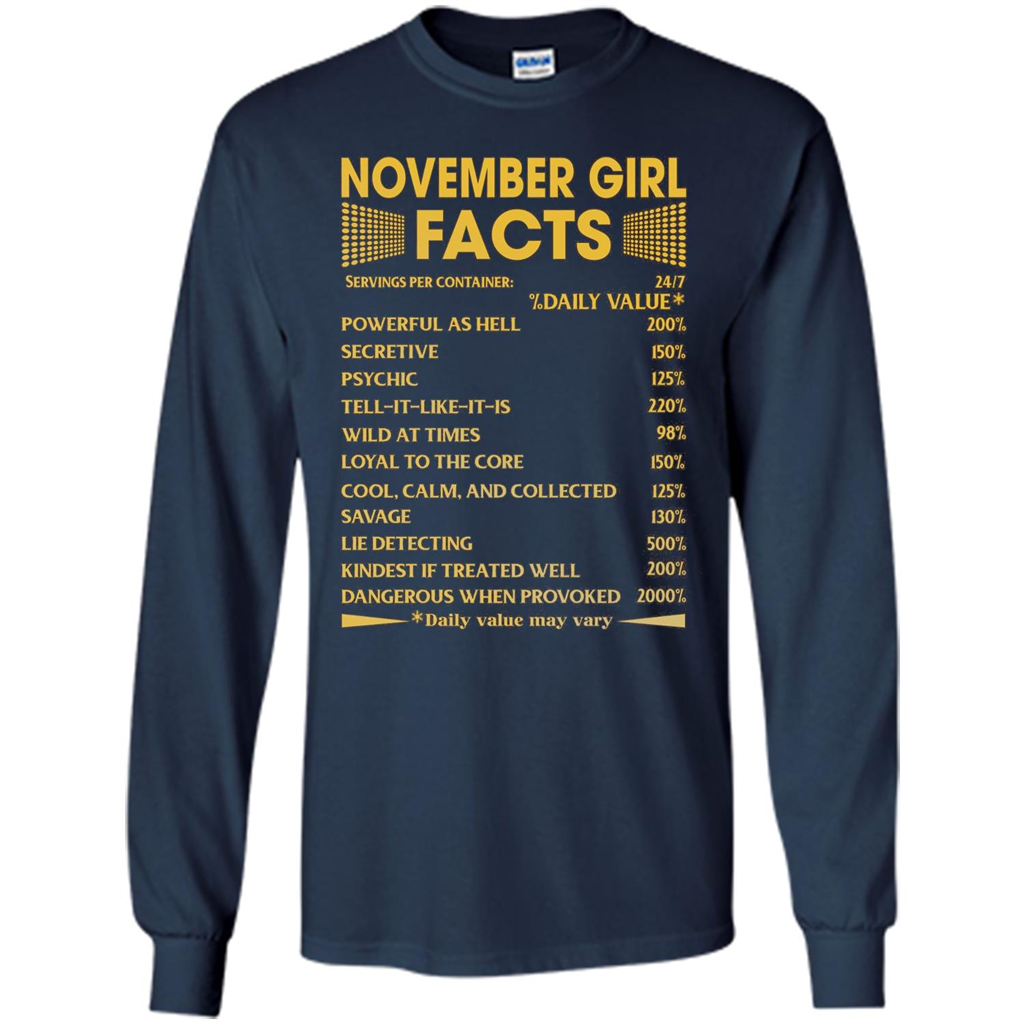 November Girl Facts T-shirt Birthday Gift T-shirt Navy