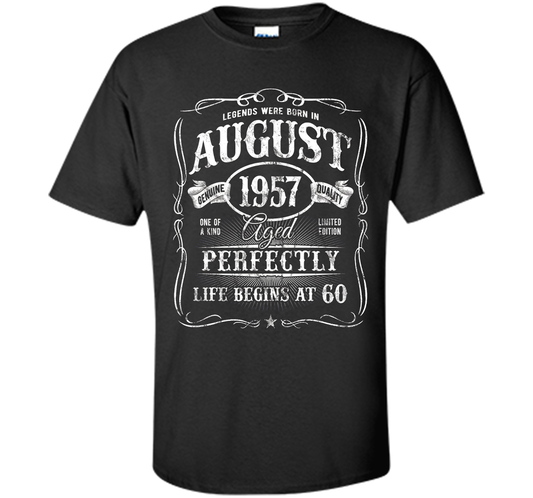 August T-shirt Legends Were Born In August 1957 T-shirt Black