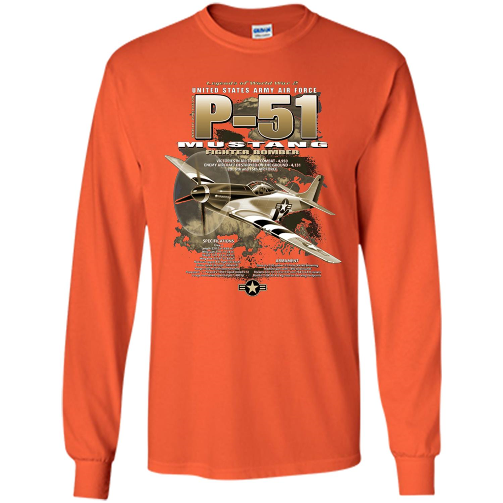 P-51 Mustang United States Army Air Force Fighter T-shirt Orange