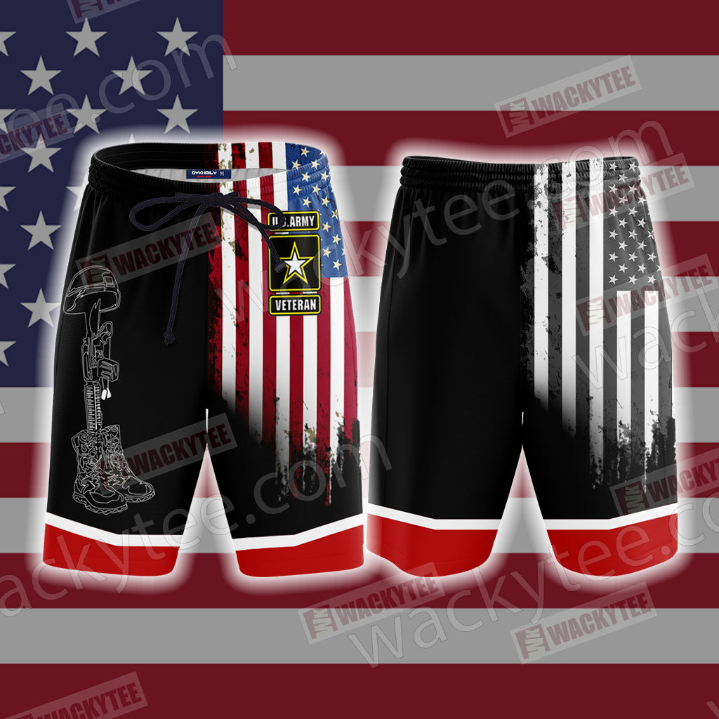 US Army Veteran Hornor The Fallen Unisex 3D Beach Shorts