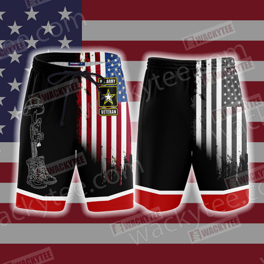 US Army Veteran Hornor The Fallen Unisex 3D Beach Shorts