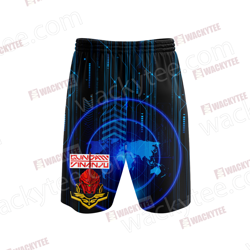 Sinanju Gundam Unisex 3D Beach Shorts