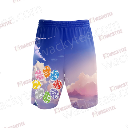 Digimon Eggs 3D Beach Shorts