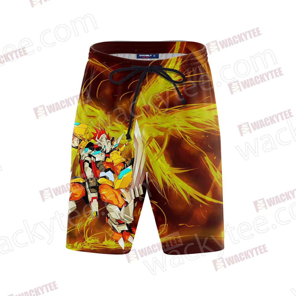 Digimon Greymon And Yagami Taichi 3D Beach Shorts