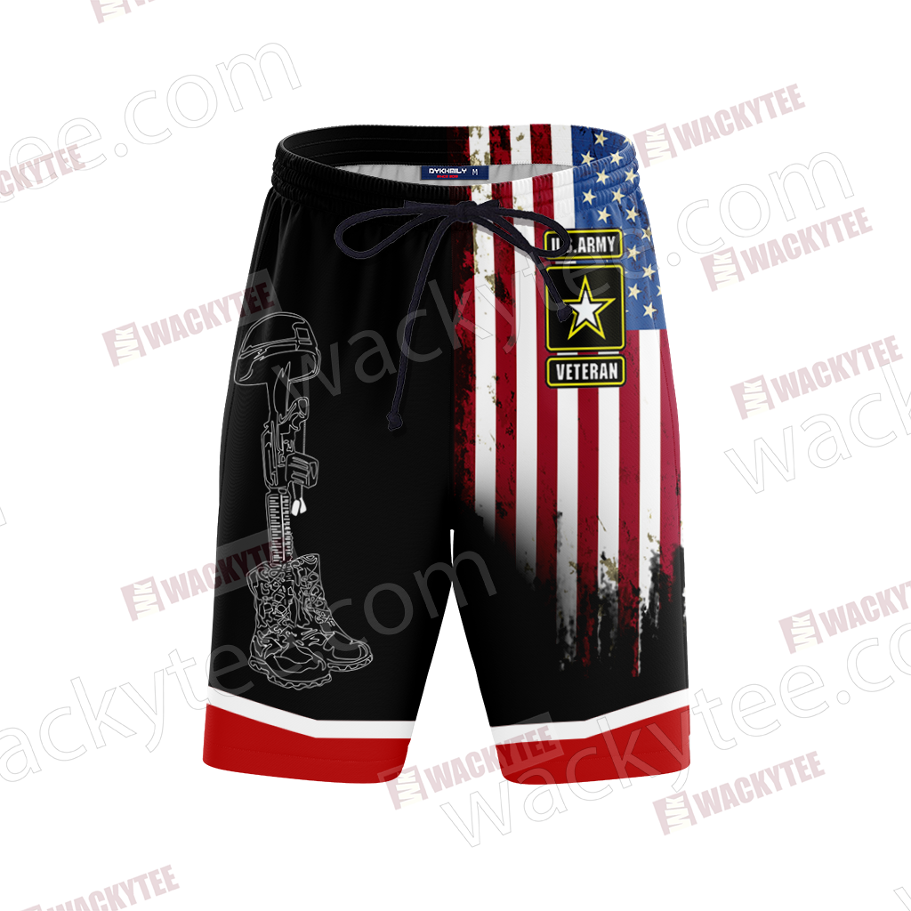 US Army Veteran Hornor The Fallen Unisex 3D Beach Shorts