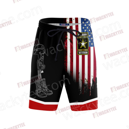 US Army Veteran Hornor The Fallen Unisex 3D Beach Shorts