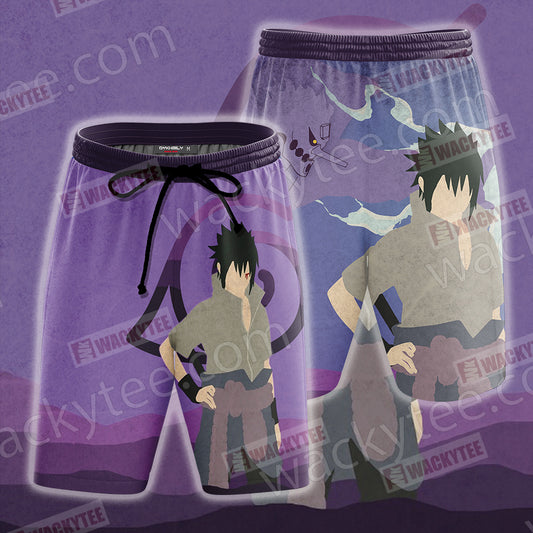 Naruto Uchiha Sasuke Konoha Unisex 3D Beach Shorts