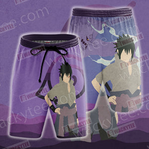 Naruto Uchiha Sasuke Konoha Unisex 3D Beach Shorts