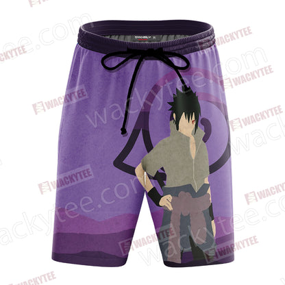 Naruto Uchiha Sasuke Konoha Unisex 3D Beach Shorts