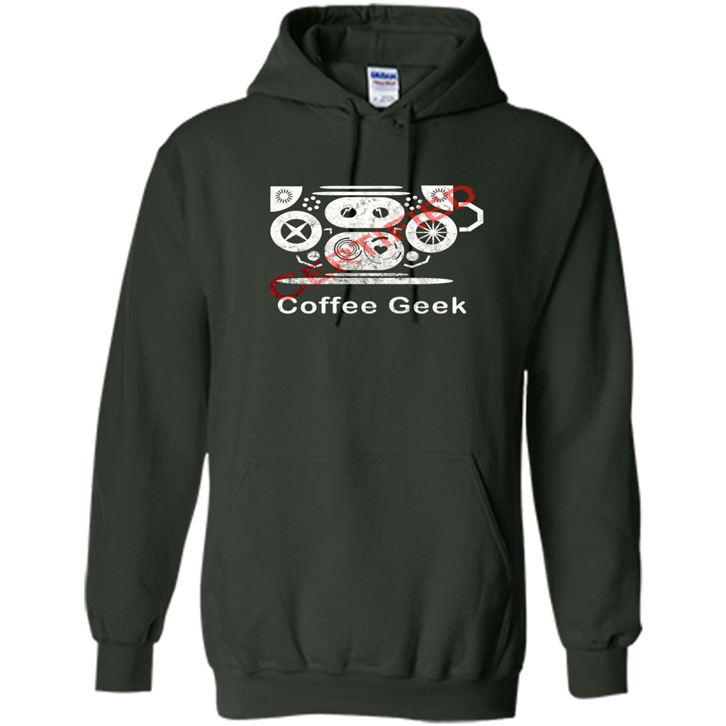 Coffee Lover T-shirt Certified Coffee Geek Forest Green