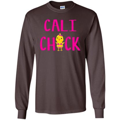 Cali Chick Cute Bikini Yellow Bird Funny T-shirt Dark Chocolate
