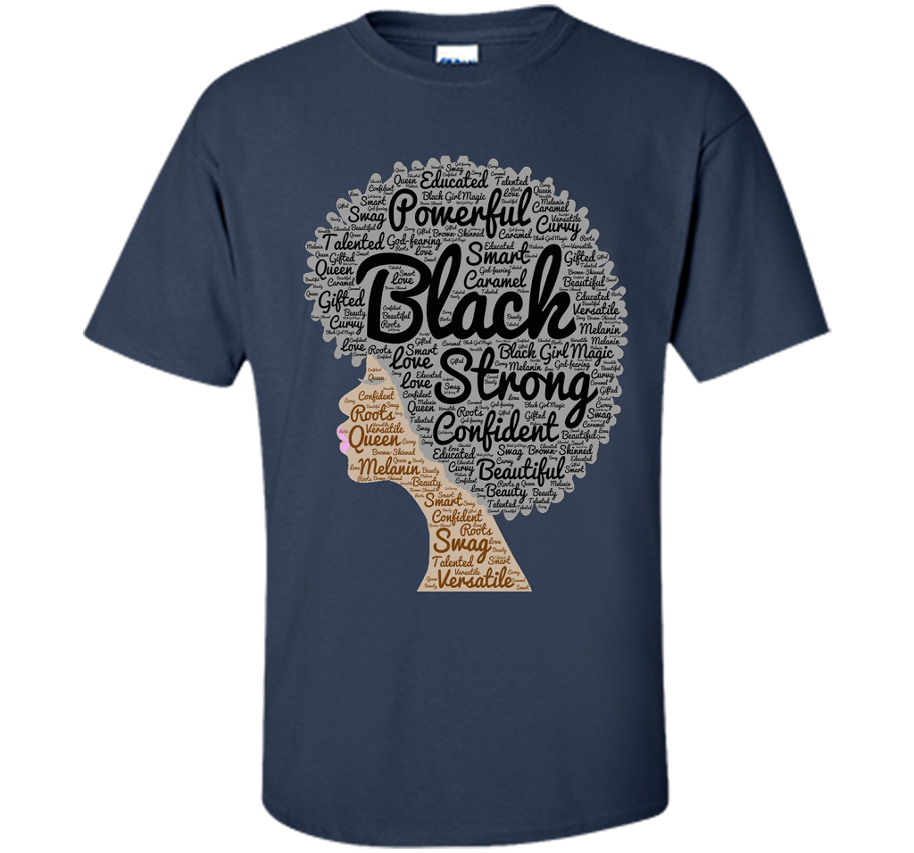 Afro Word Art Natural Hair T-Shirt for Black Women shirt Navy