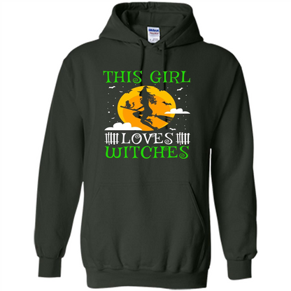 This Girl Loves Witches Witch Halloween T-Shirt Forest Green