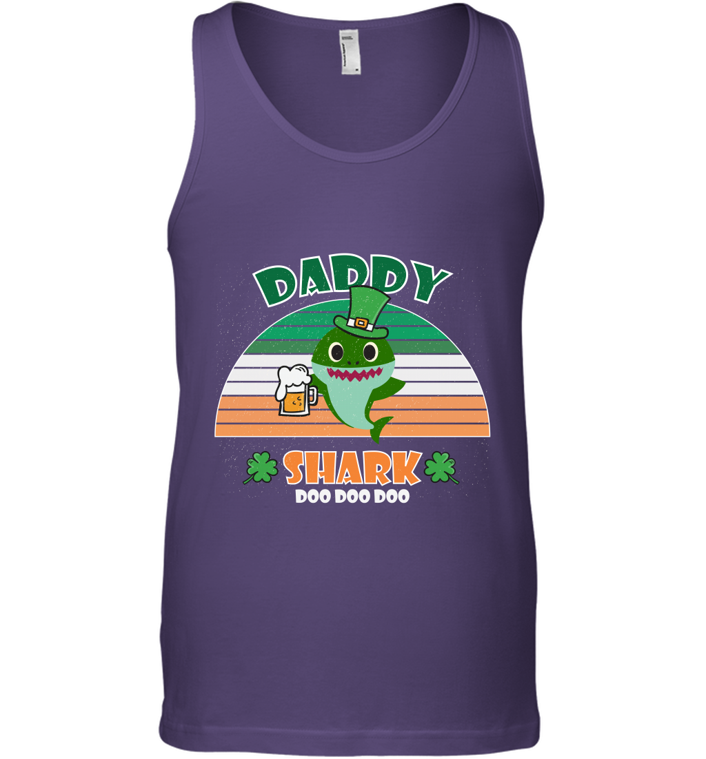 Irish Daddy Shark Saint Patricks Day Family Shirt Tank Top Purple