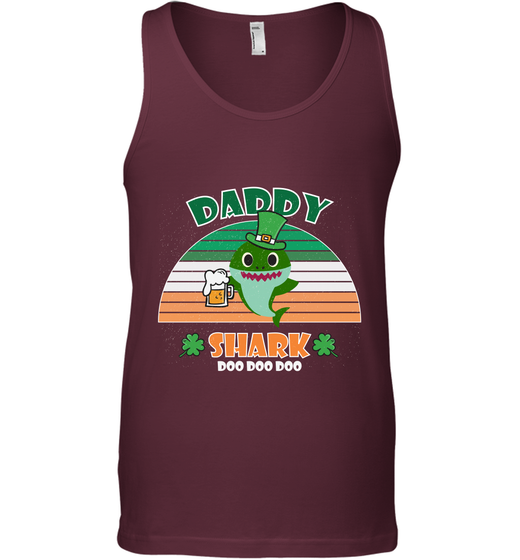 Irish Daddy Shark Saint Patricks Day Family Shirt Tank Top Maroon