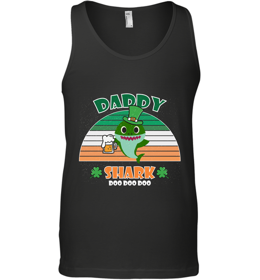 Irish Daddy Shark Saint Patricks Day Family Shirt Tank Top Black
