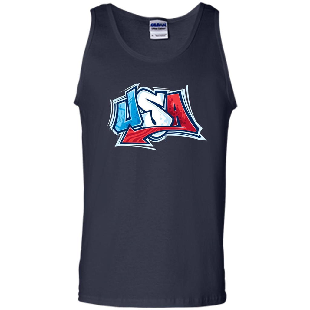 USA T-shirtt Graffiti Style Design Merica 4th July T-shirt Navy