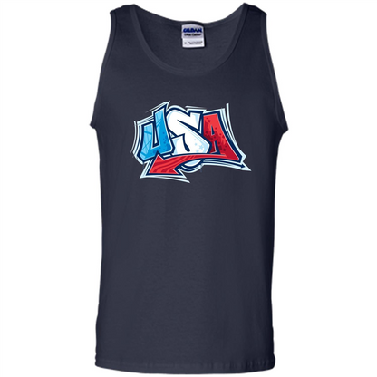 USA T-shirtt Graffiti Style Design Merica 4th July T-shirt Navy