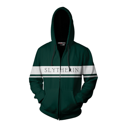 Hogwarts House Slytherin Harry Potter Zip Up Hoodie