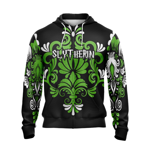 Harry Potter Hogwarts Castle - Slytherin House Wacky Style Version 1 Unisex Zip Up Hoodie