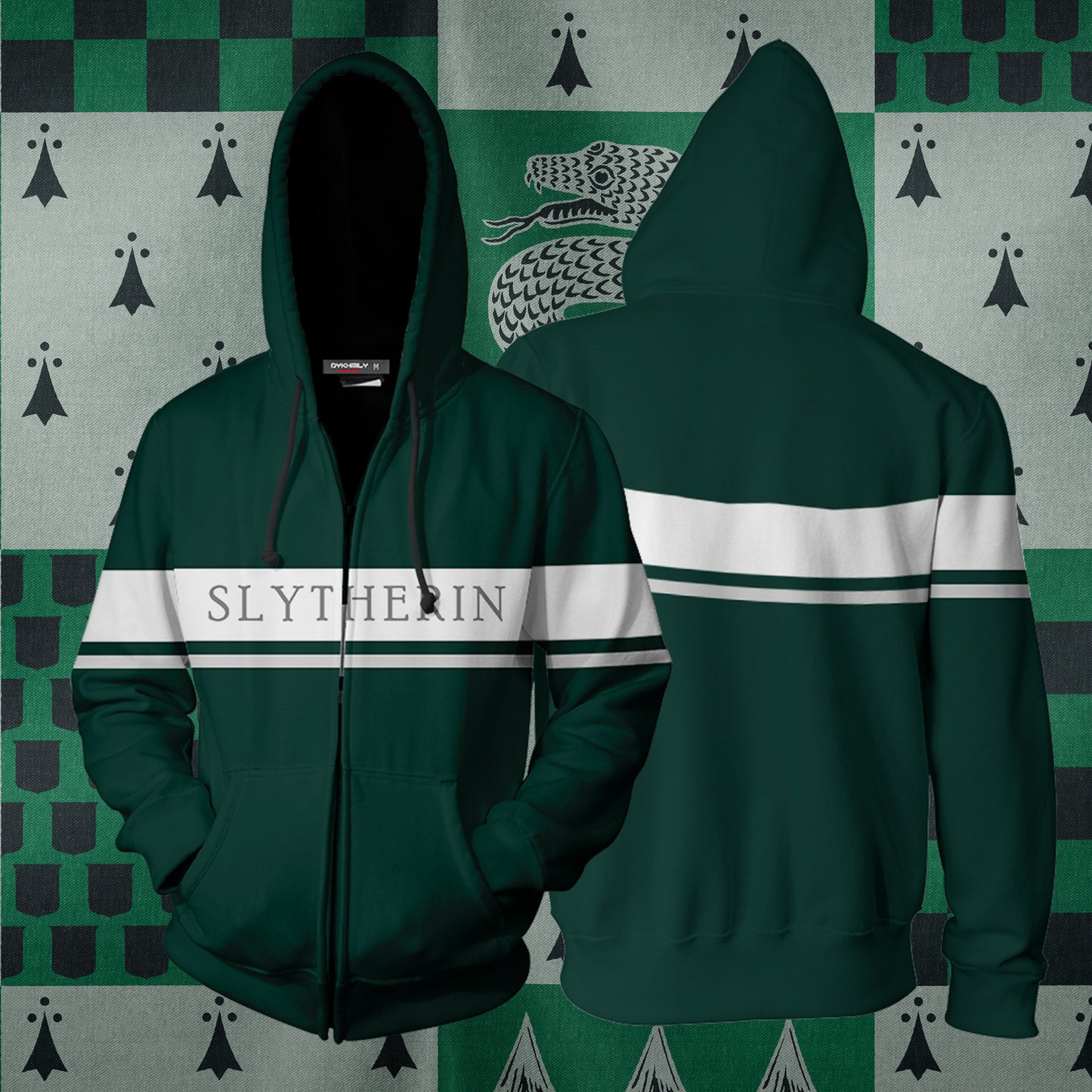Hogwarts House Slytherin Harry Potter Zip Up Hoodie 4XL