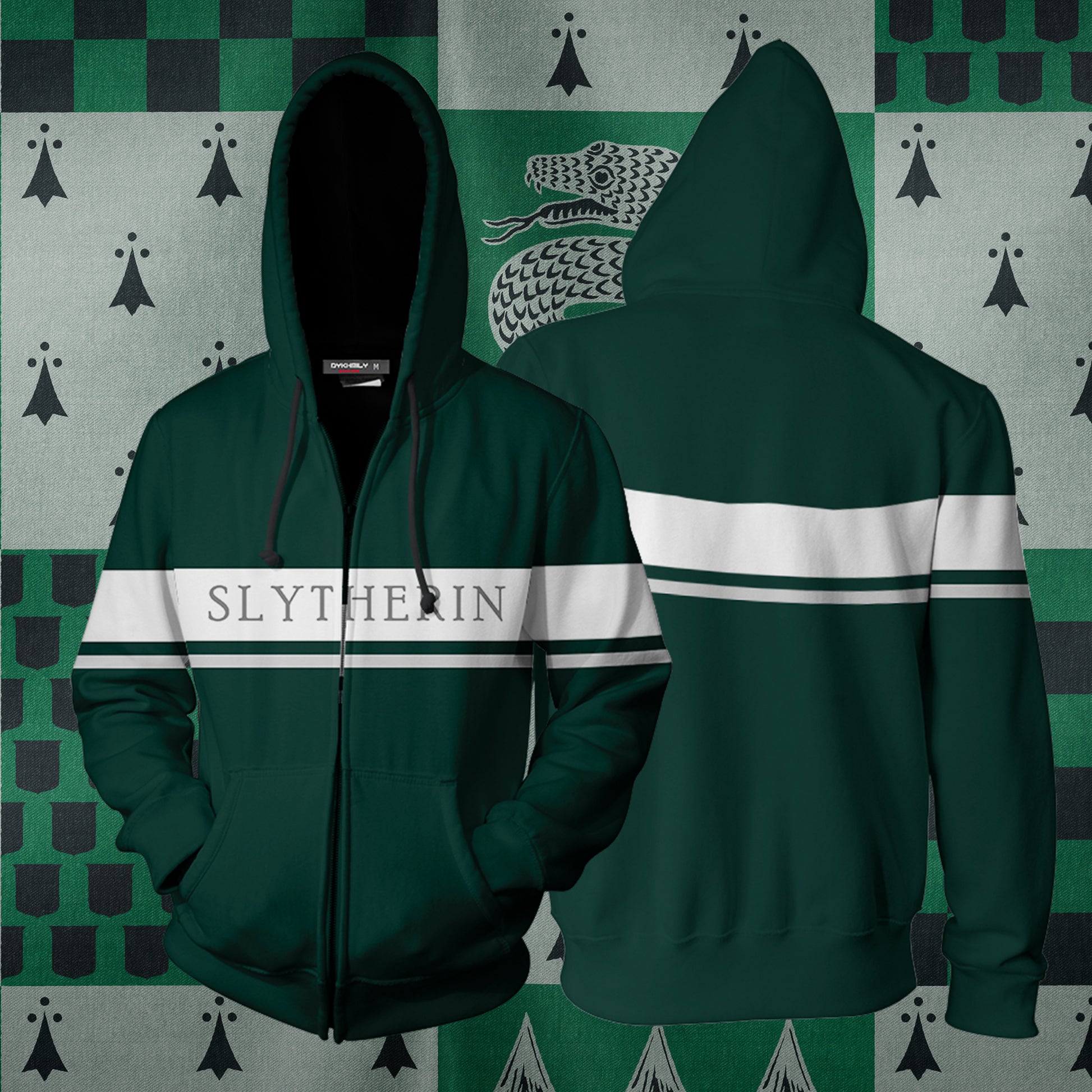 Hogwarts House Slytherin Harry Potter Zip Up Hoodie 4XL