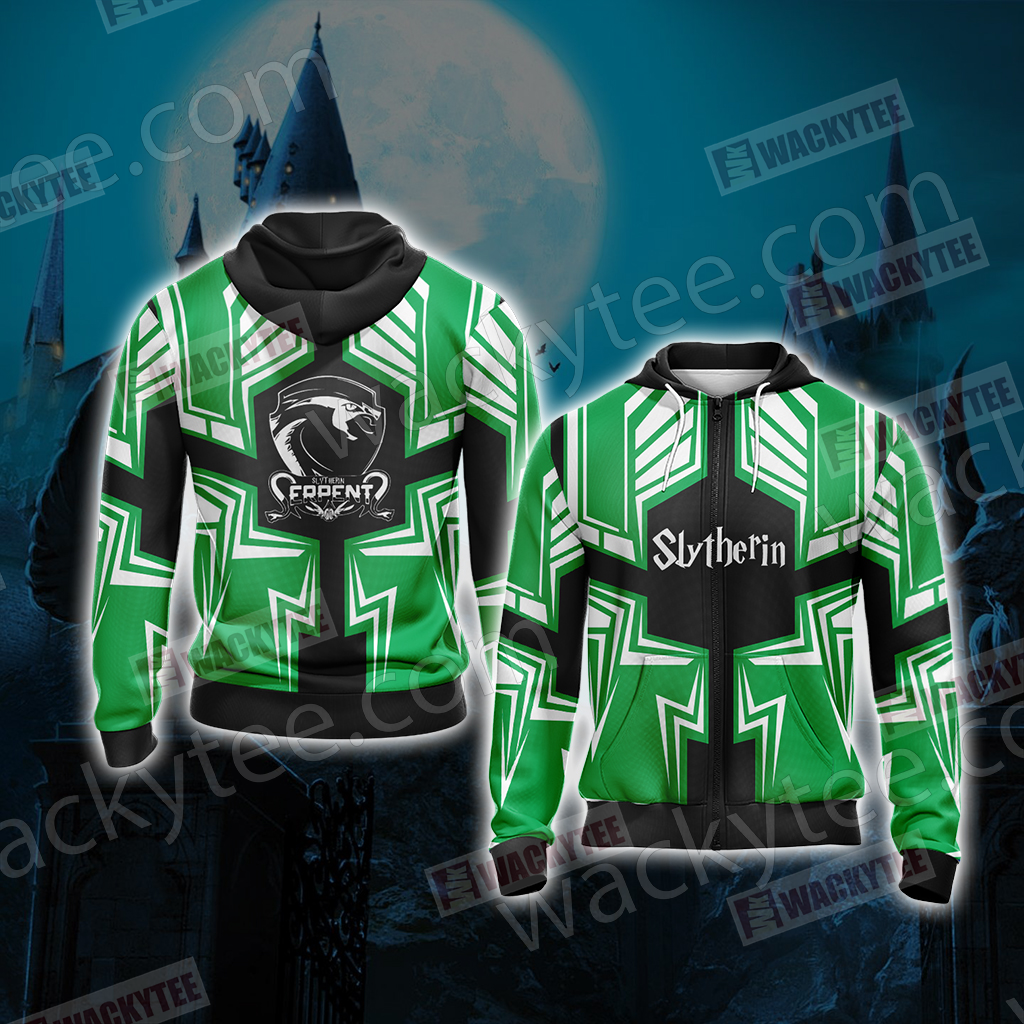 Harry Potter Hogwarts Castle - Slytherin House Wacky Style New Collection Unisex Zip Up Hoodie