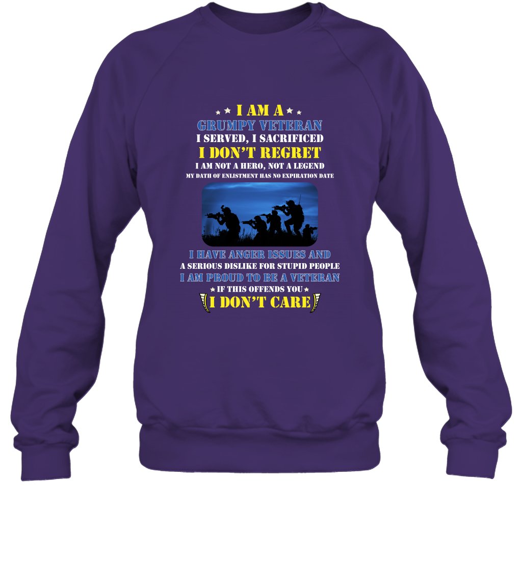 I Am A Grumpy Veteran I Served I Sacrificed I Dont Regret Shirt Sweatshirt Purple